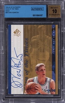 1999-00 Upper Deck SP Authentic Gold Sign Of The Times Autographs #DN Dirk Nowitzki Signed Card (#01/25) - BGS Authentic, BGS 10